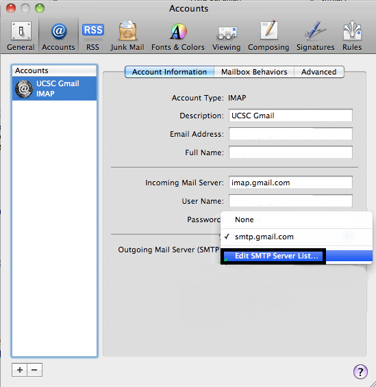 mail mac smtp server settings revert