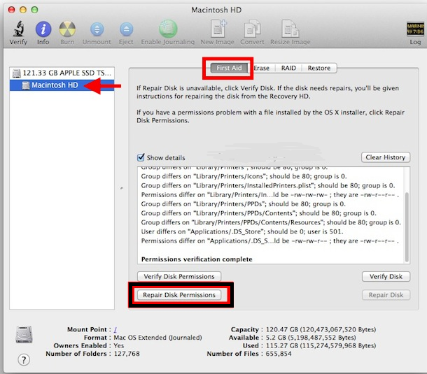 mac terminal commands for check disk