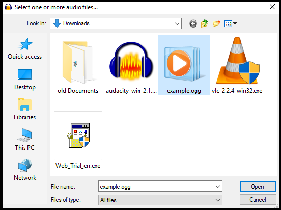 Как открыть ogg файл в audacity