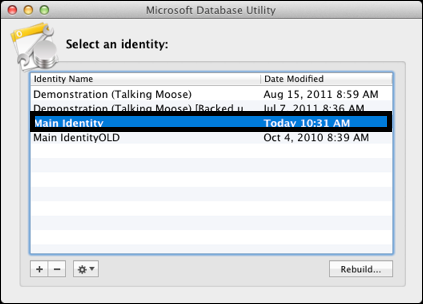 best utility for rebuilding outlook identity mac